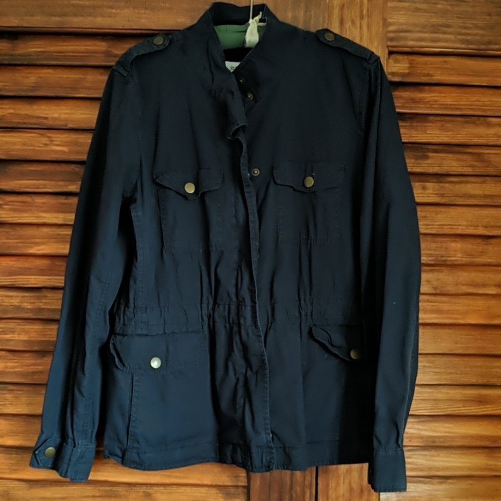 Navy Cropped Utility Jacket